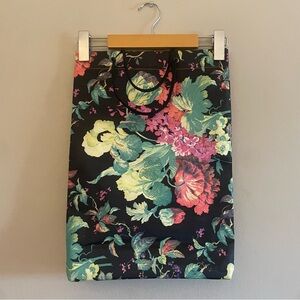 Floral Black Water-Resistant Tote Bag – 12"x20"x3" Like New